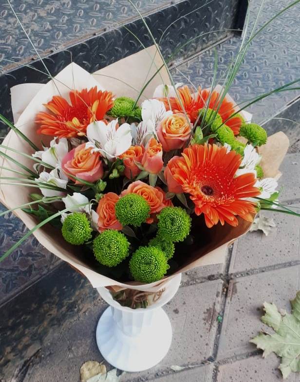 Букет цветов из: Герберы, Хризантемы, Альстромерии и Розы в Аскино