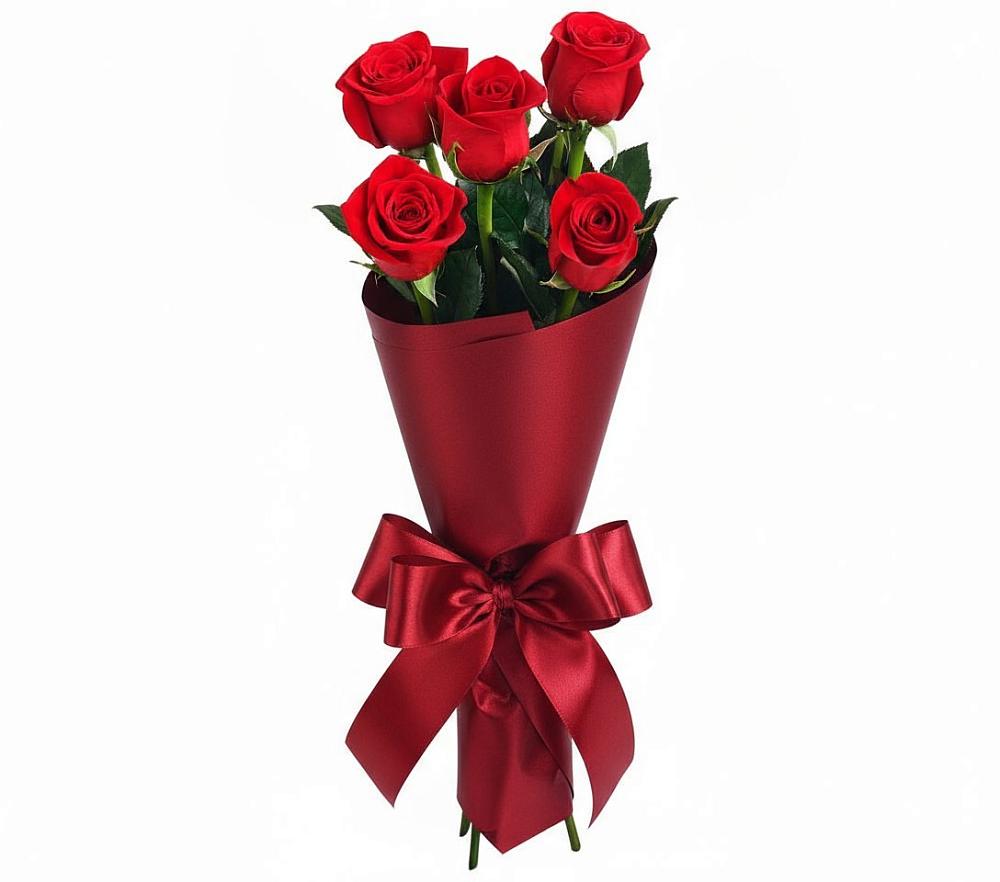 Букет 5 Красных роз Эдлесс Лав в Аскино