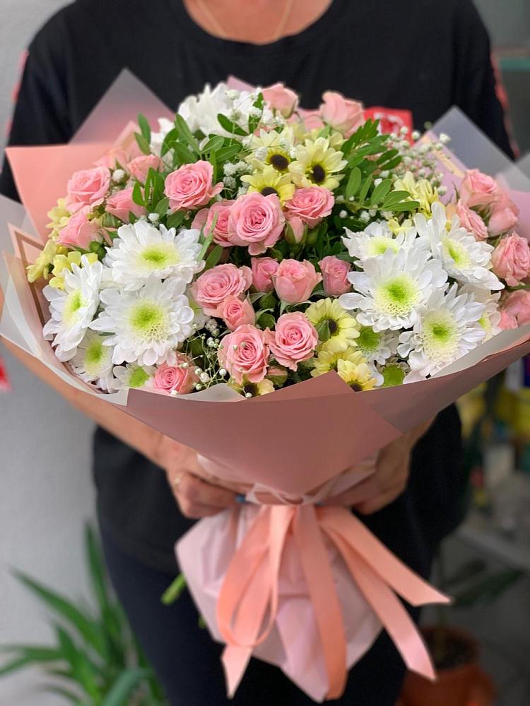 Букет цветов из: Розы и Хризантемы в Аскино