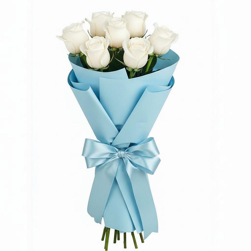 Букет 7 белых роз Проуд в Аскино