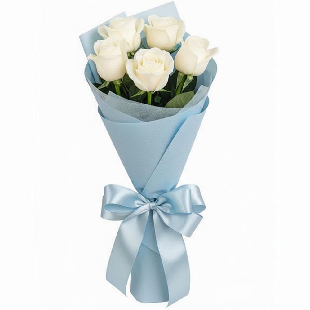 Букет 5 Белых роз Проуд в Аскино