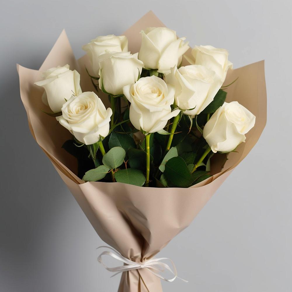 Букет 9 Белых роз Эдлесс Лав в Аскино