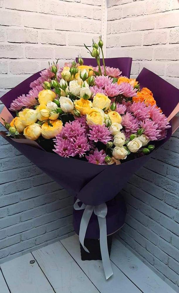 Букет цветов из: Хризантемы и Розы в Аскино