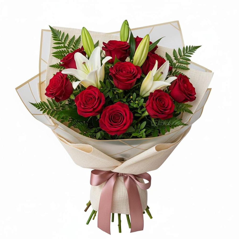 Букет цветов из: Лилии и Розы в Аскино