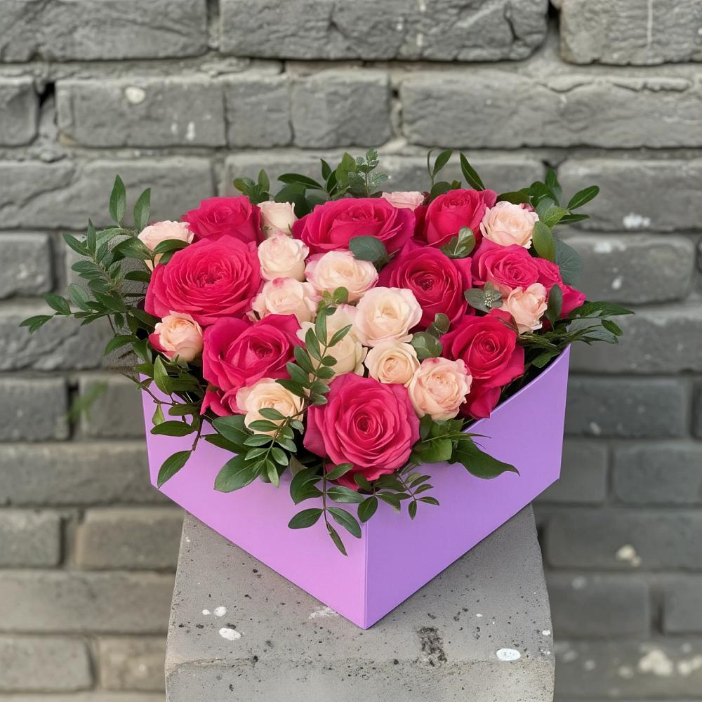 Цветочная композиция из Розы в коробке в Аскино