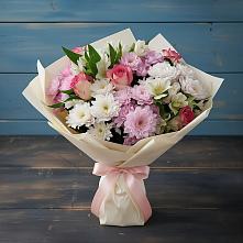 Букет цветов из:  Хризантемы, Альстромерии и Розы в Аскино