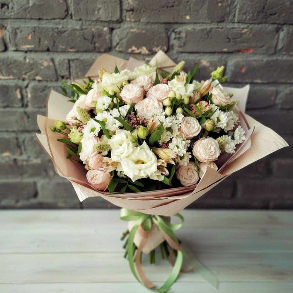 Букет цветов из: Альстромерии, Розы и Хризантемы в Аскино