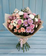 Букет цветов из:  Хризантемы, Розы и Альстромерии в Аскино