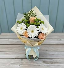 Букет цветов из:  Герберы, Розы и Хризантемы в Аскино